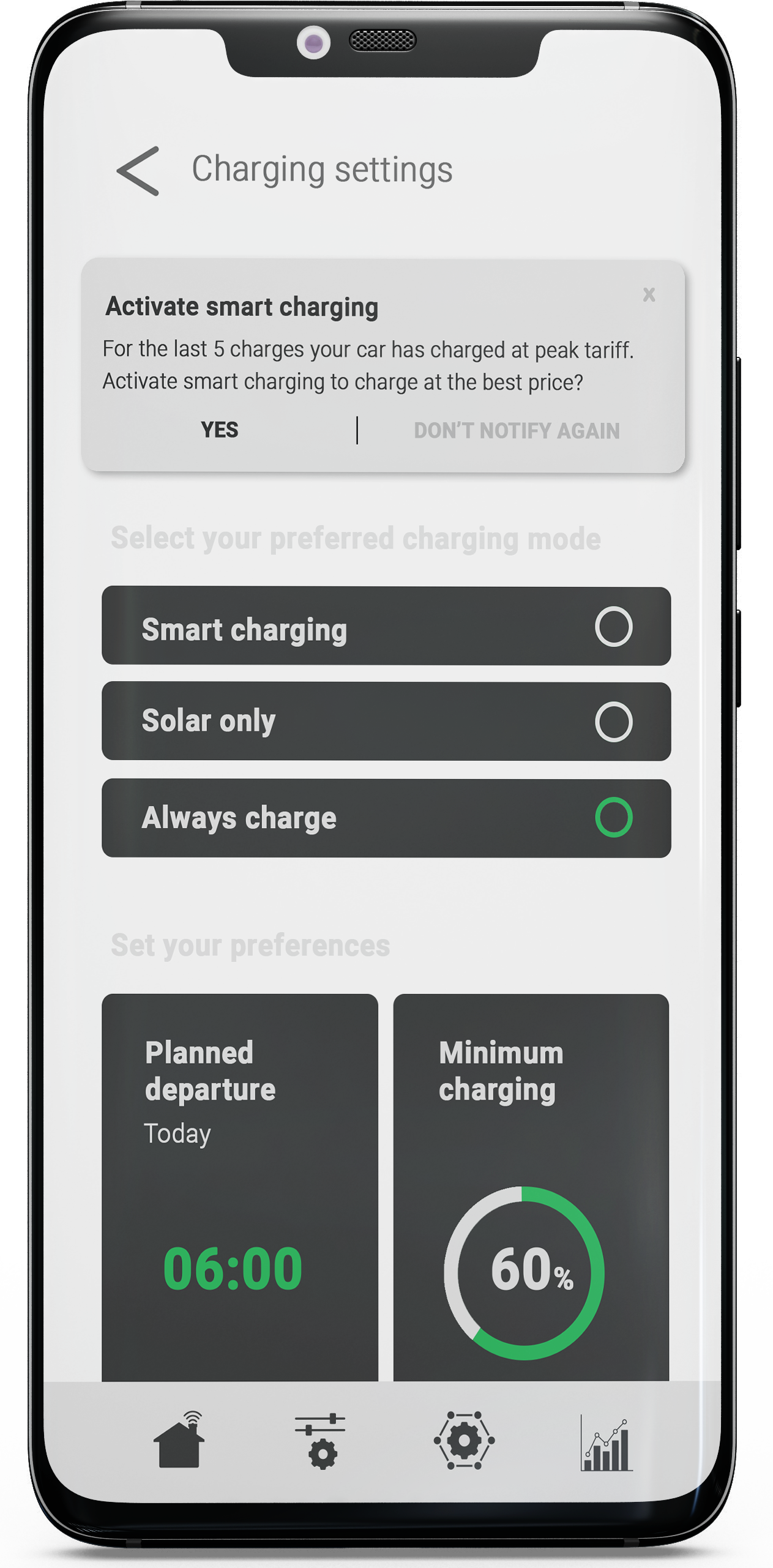 Showing a smart phone that has an app opened in which an  in-app notification is visible.