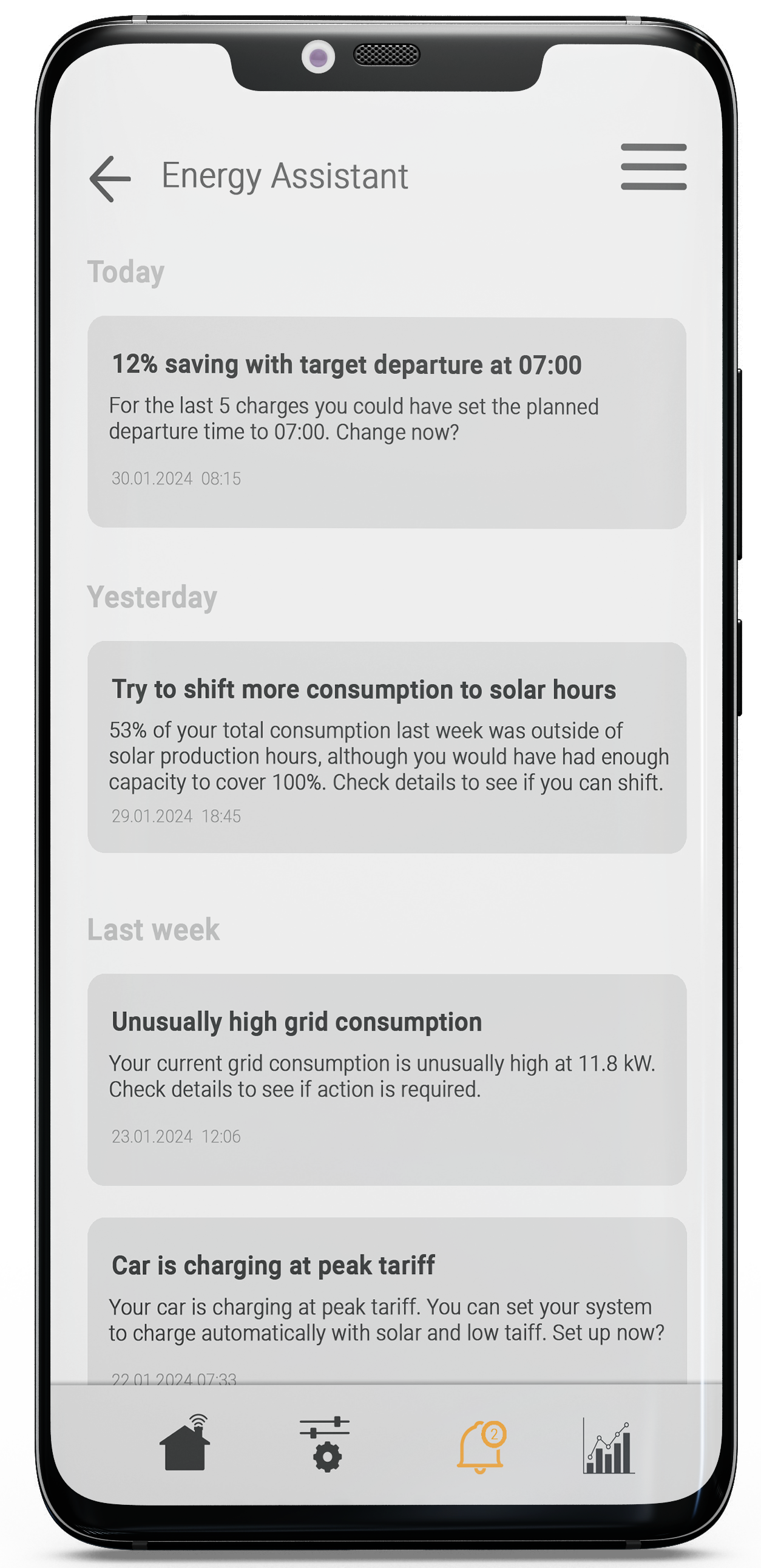 Example of a notification center
